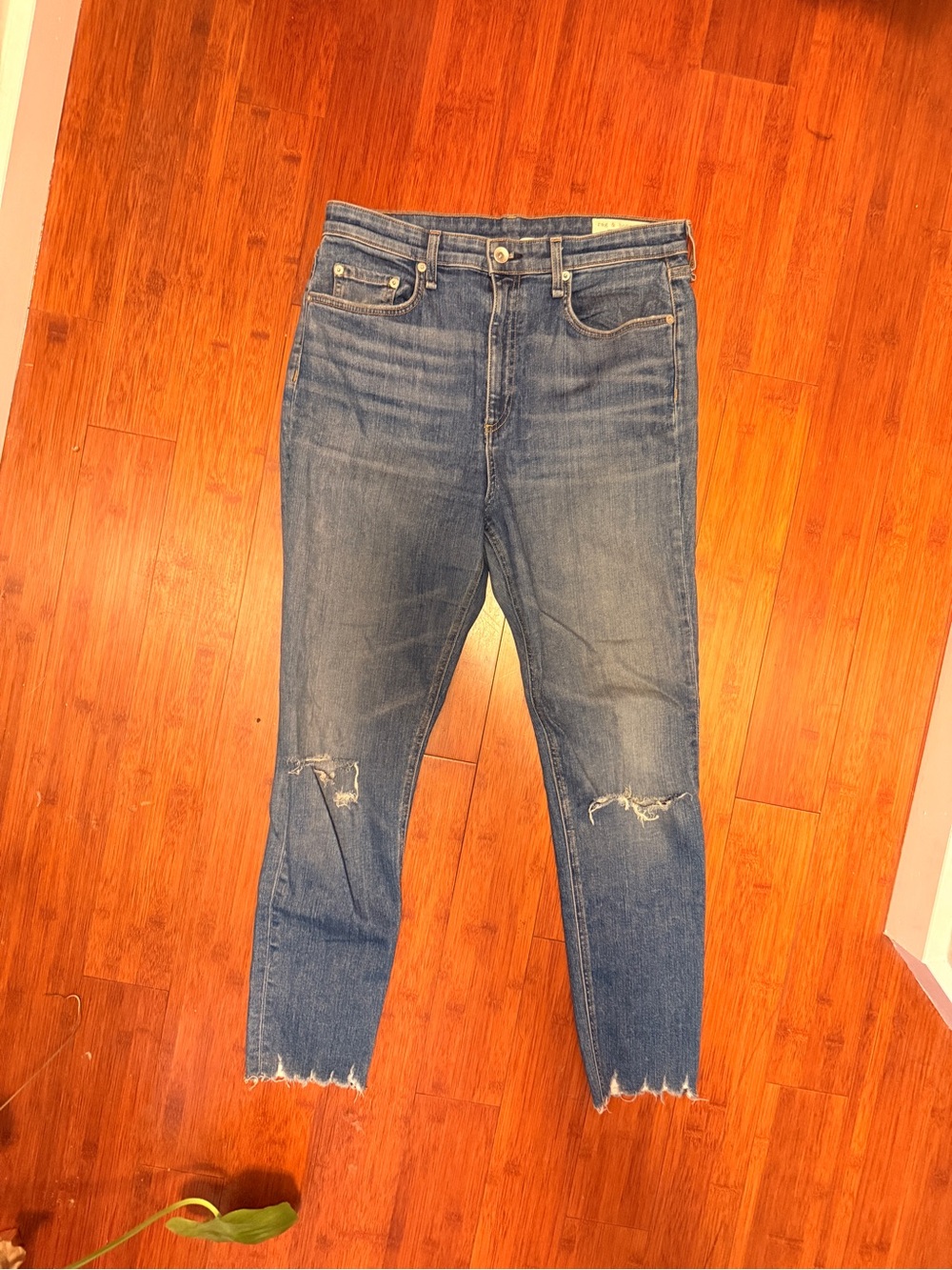 rag & bone women's Distressed Slim Blue Jeans
